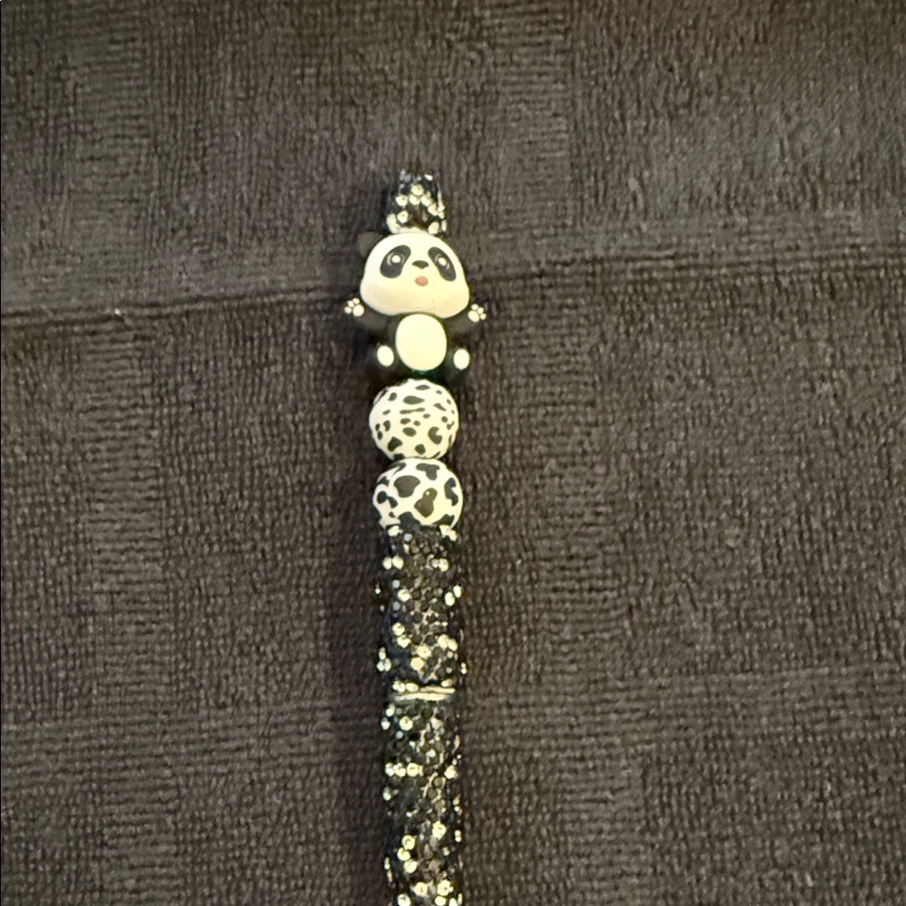 Panda Charm Beaded Pen - Black & White